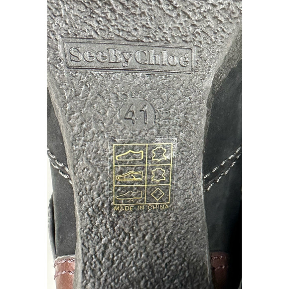 See By Chloe Eileen Black Brown Lug Heeled Platform Boots Women’s EU 41 US 10.5 - Picture 13 of 13